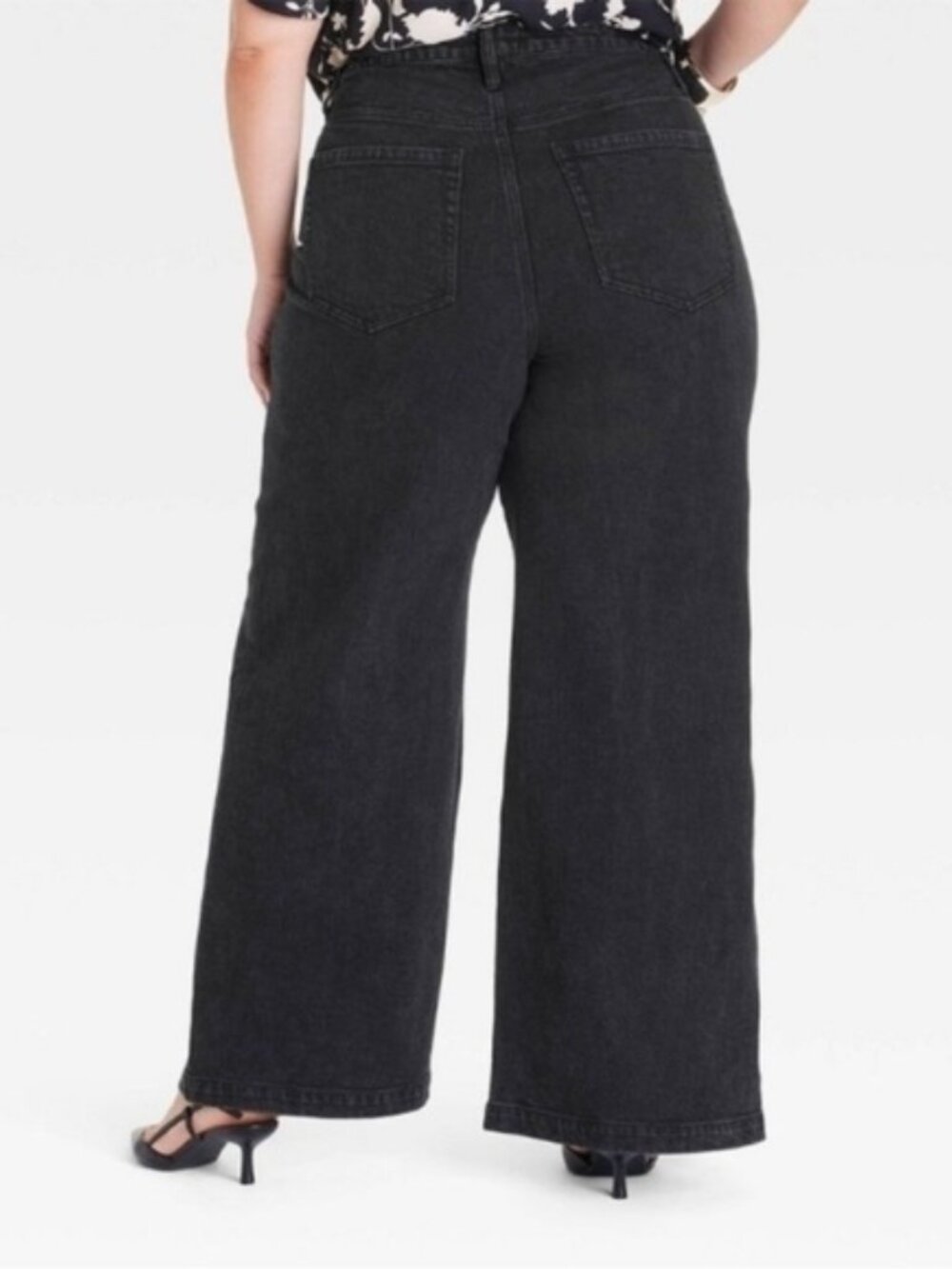 Ava & Viv High Rise Wide Leg Black Wash Plus Size 26 Denim Trousers | NWOT - Picture 2 of 11